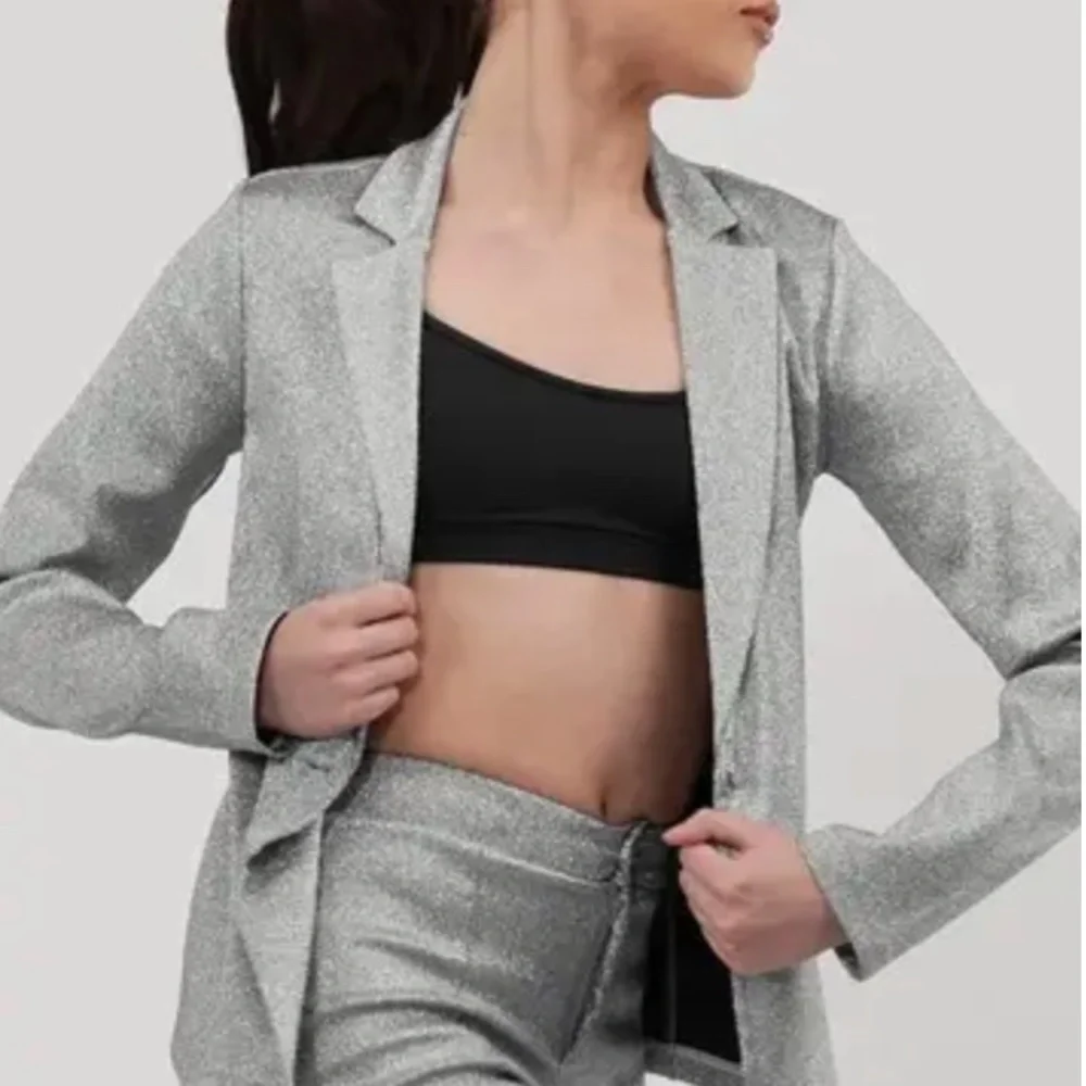 Weissman Metallic Silver Dance Costume 2-Piece Suit (Blazer & Pants) Adult Medi